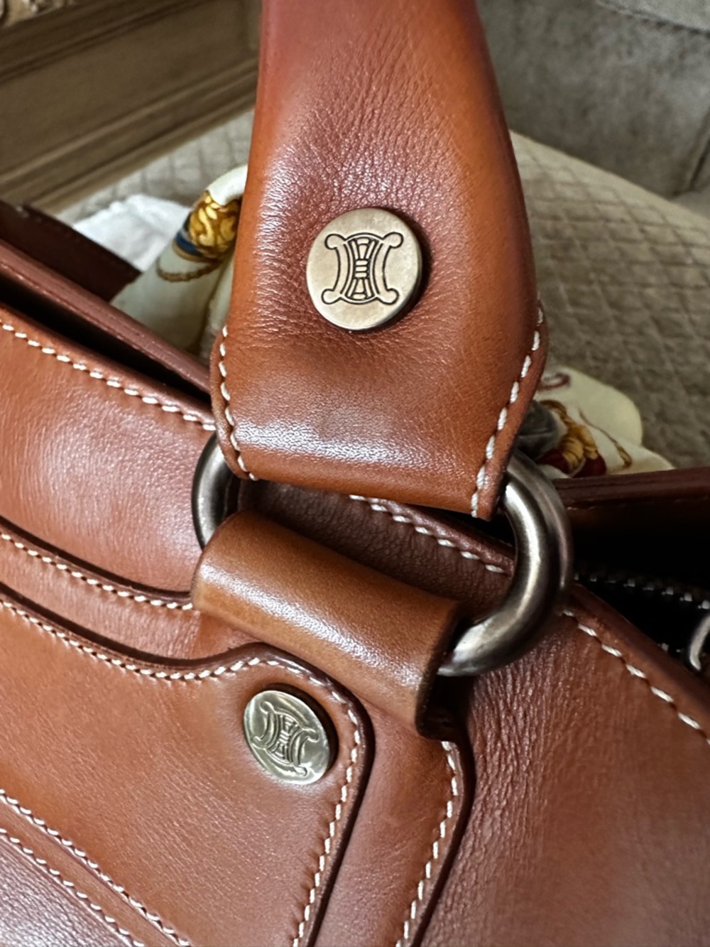 CÉLINE Boogie Bag Cognac Leather Satchel | Vintage Old Céline | Michael Kors Era - Picture 13 of 14